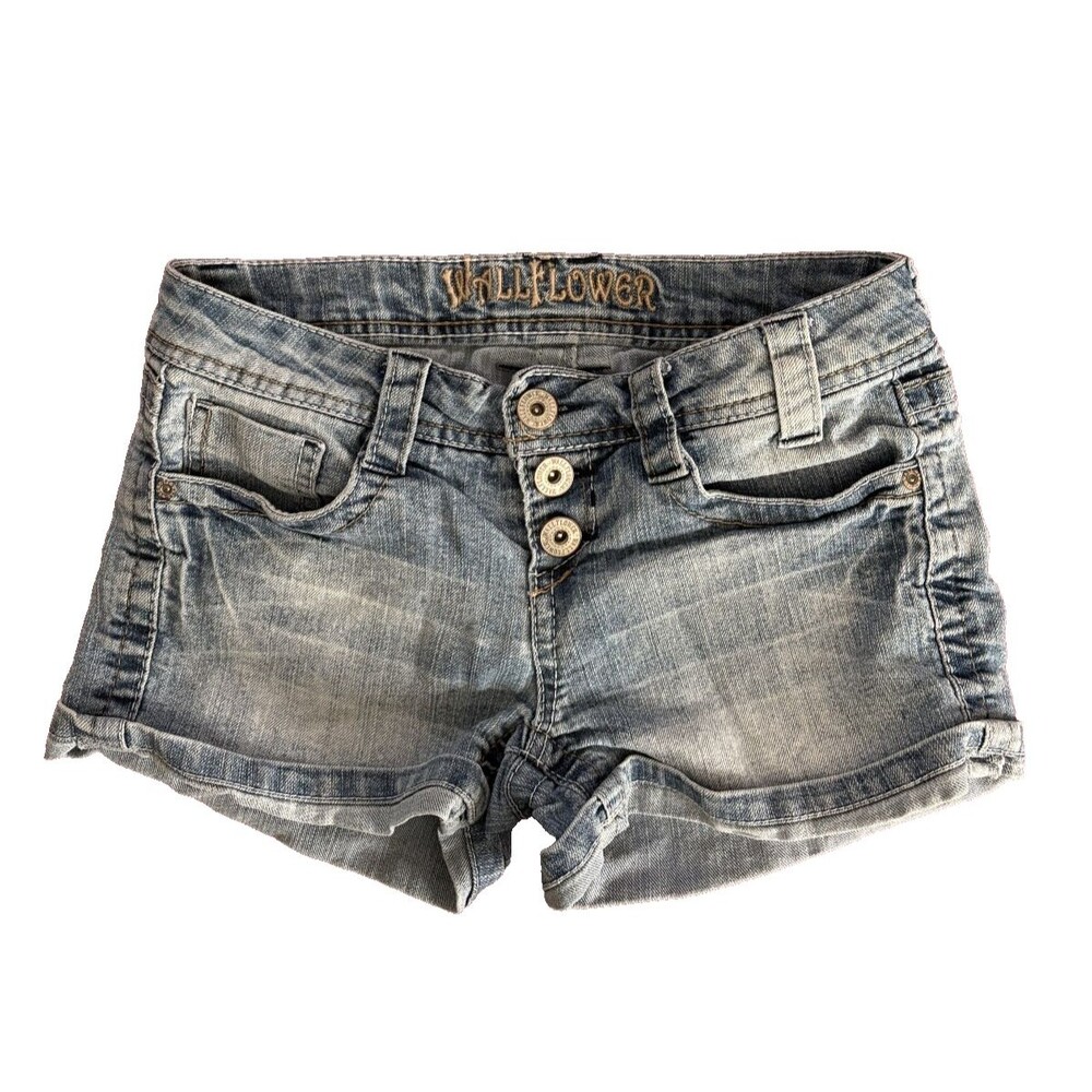 WallFlower Women's Denim Shorts Blue Light Wash Embroidered Back Pockets Sz 5